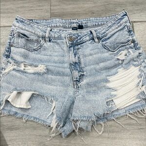 American Eagle Outfitters Distressed Light Blue Jean Shorts